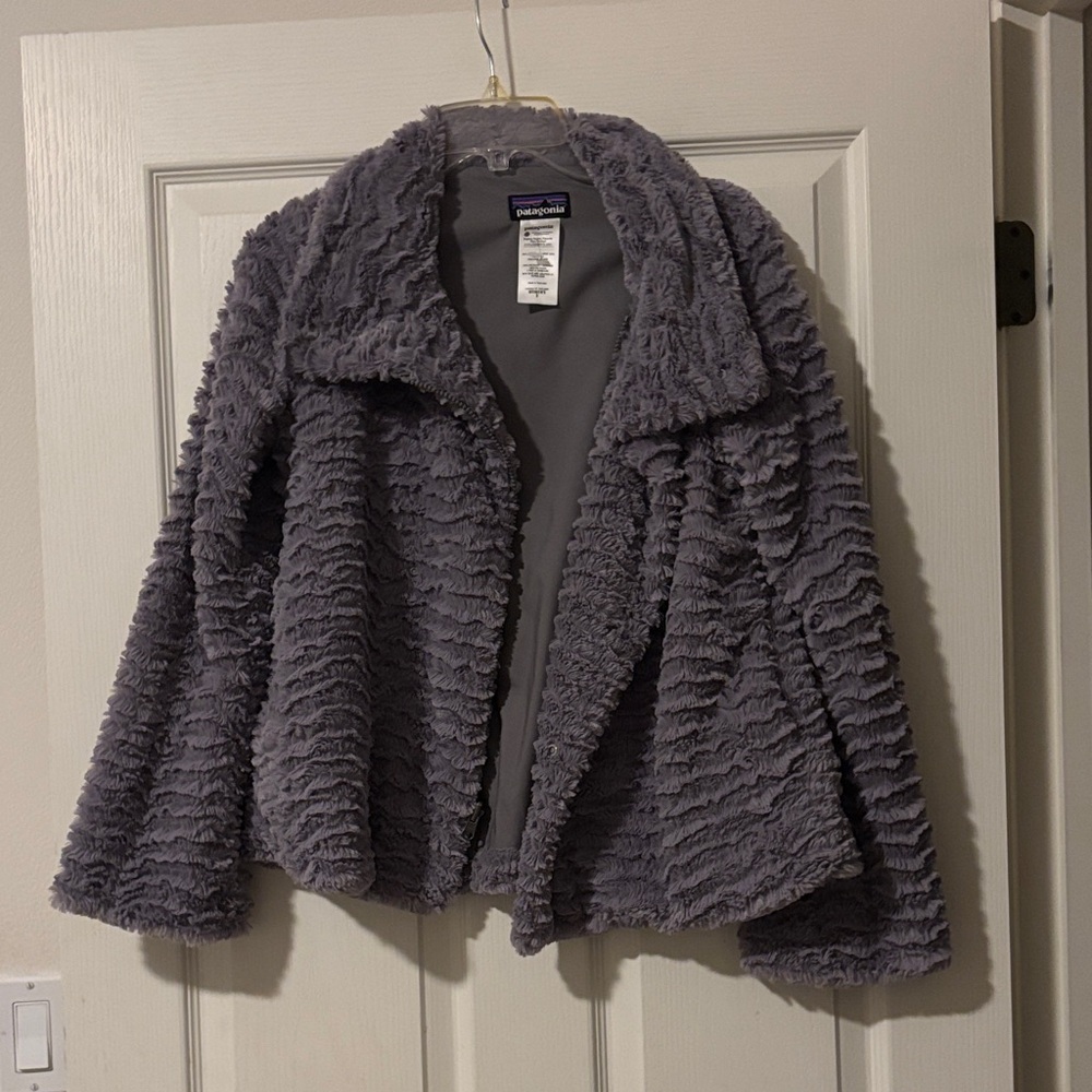 Patagonia Pelage Purple Gray Faux Fur Jacket Sz S